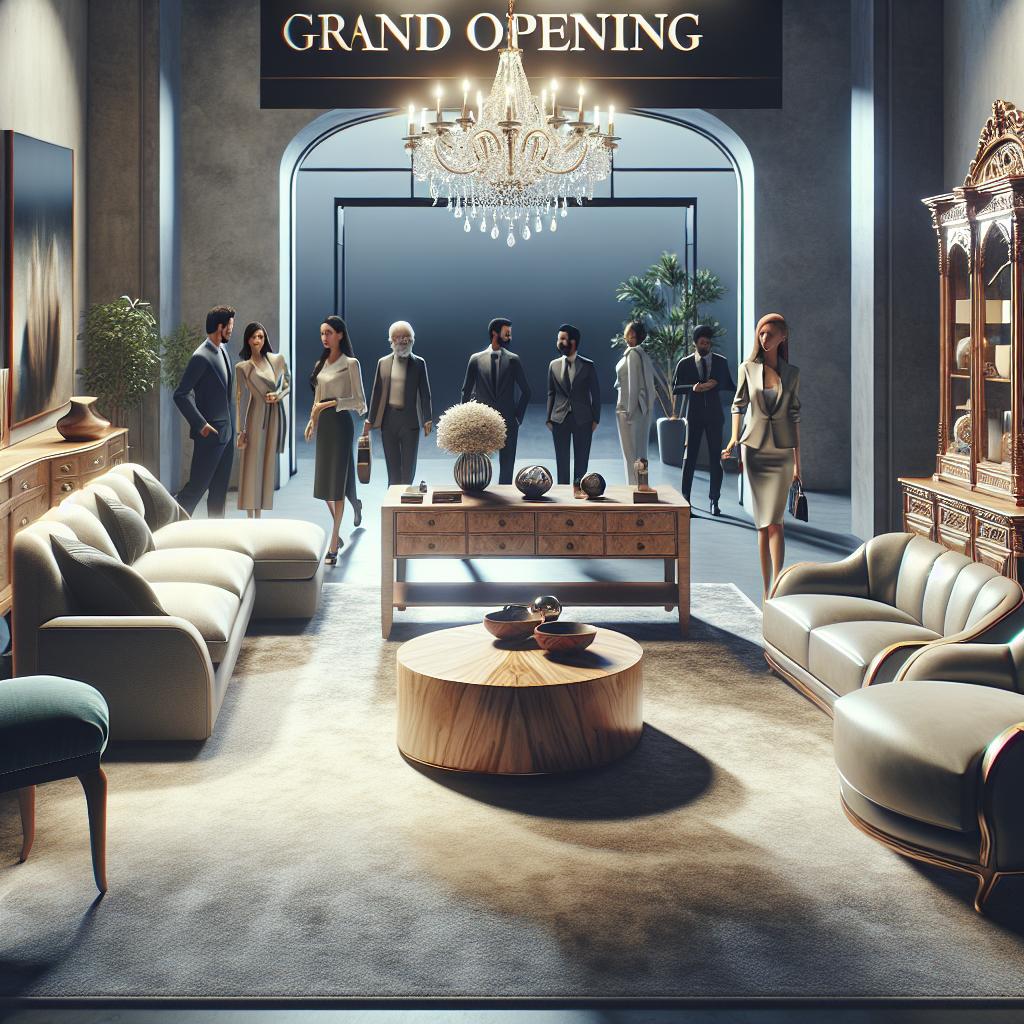 Luxurious furniture showroom opening.