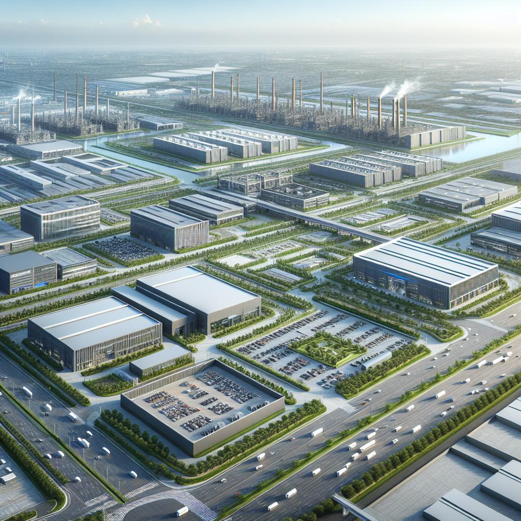 Modern industrial park aerial.