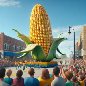 Giant corn statue parade.