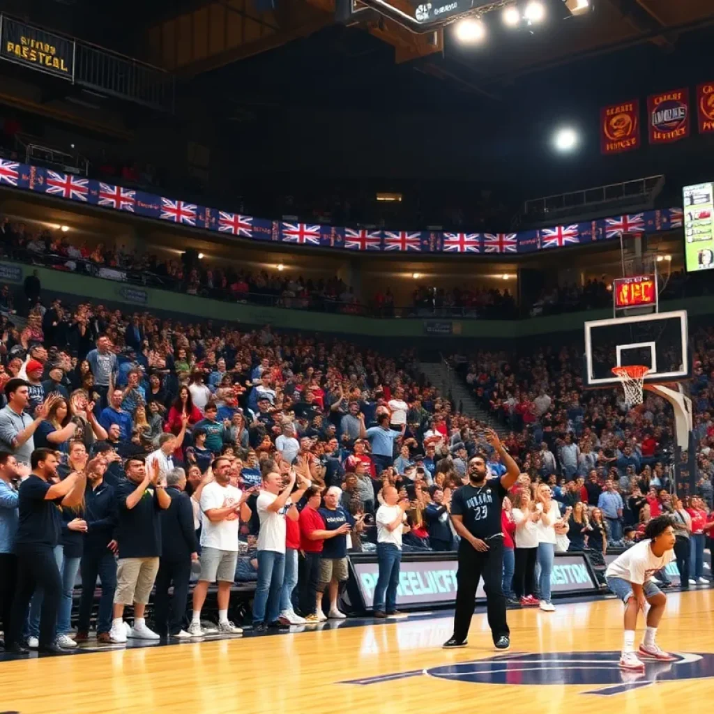 Crowd cheering during the Mississippi State Bulldogs vs South Carolina Gamecocks basketball game