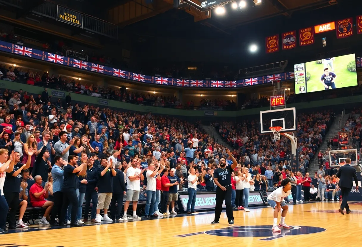 Crowd cheering during the Mississippi State Bulldogs vs South Carolina Gamecocks basketball game