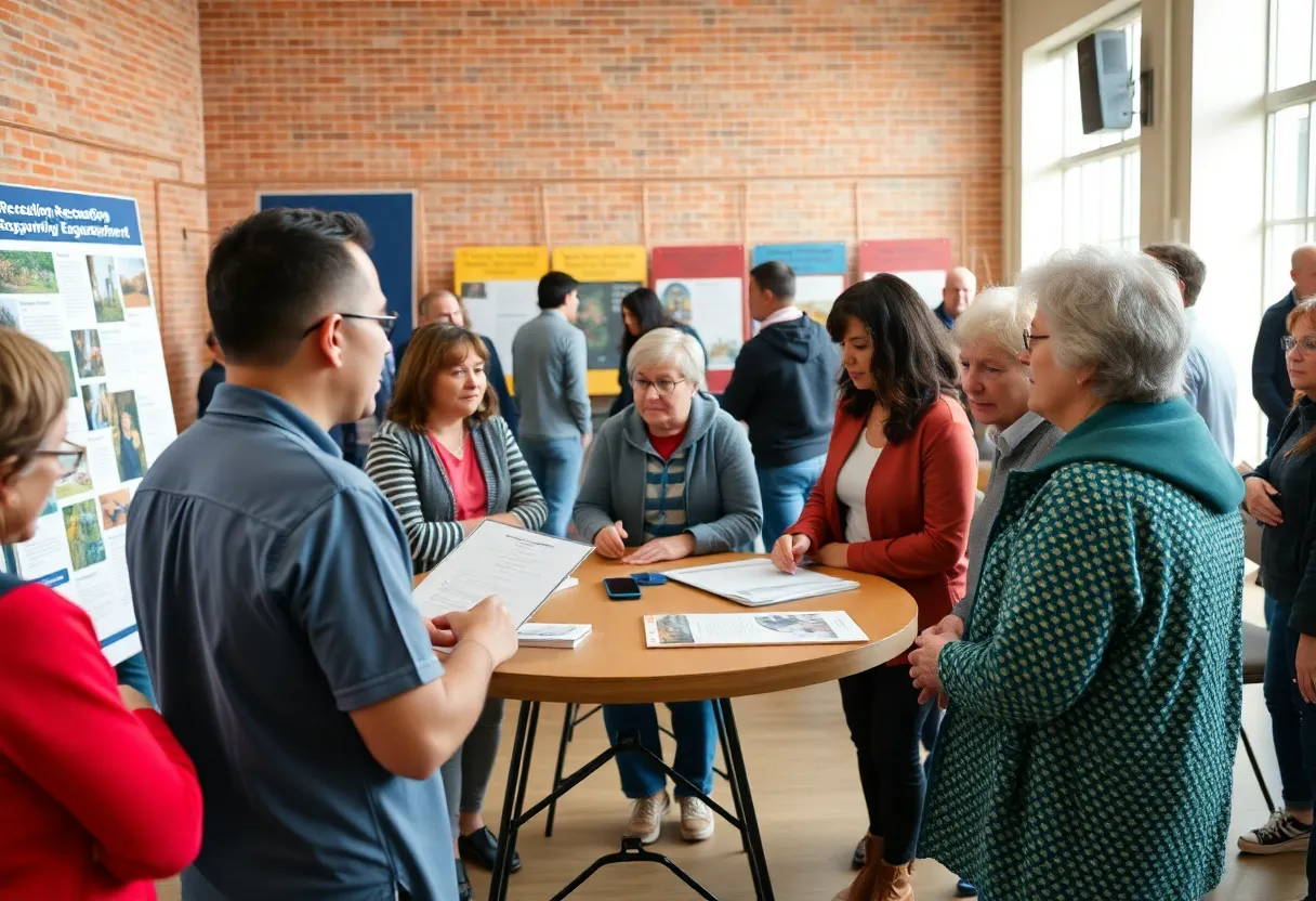 Residents of Columbus at a public meeting discussing recreation development