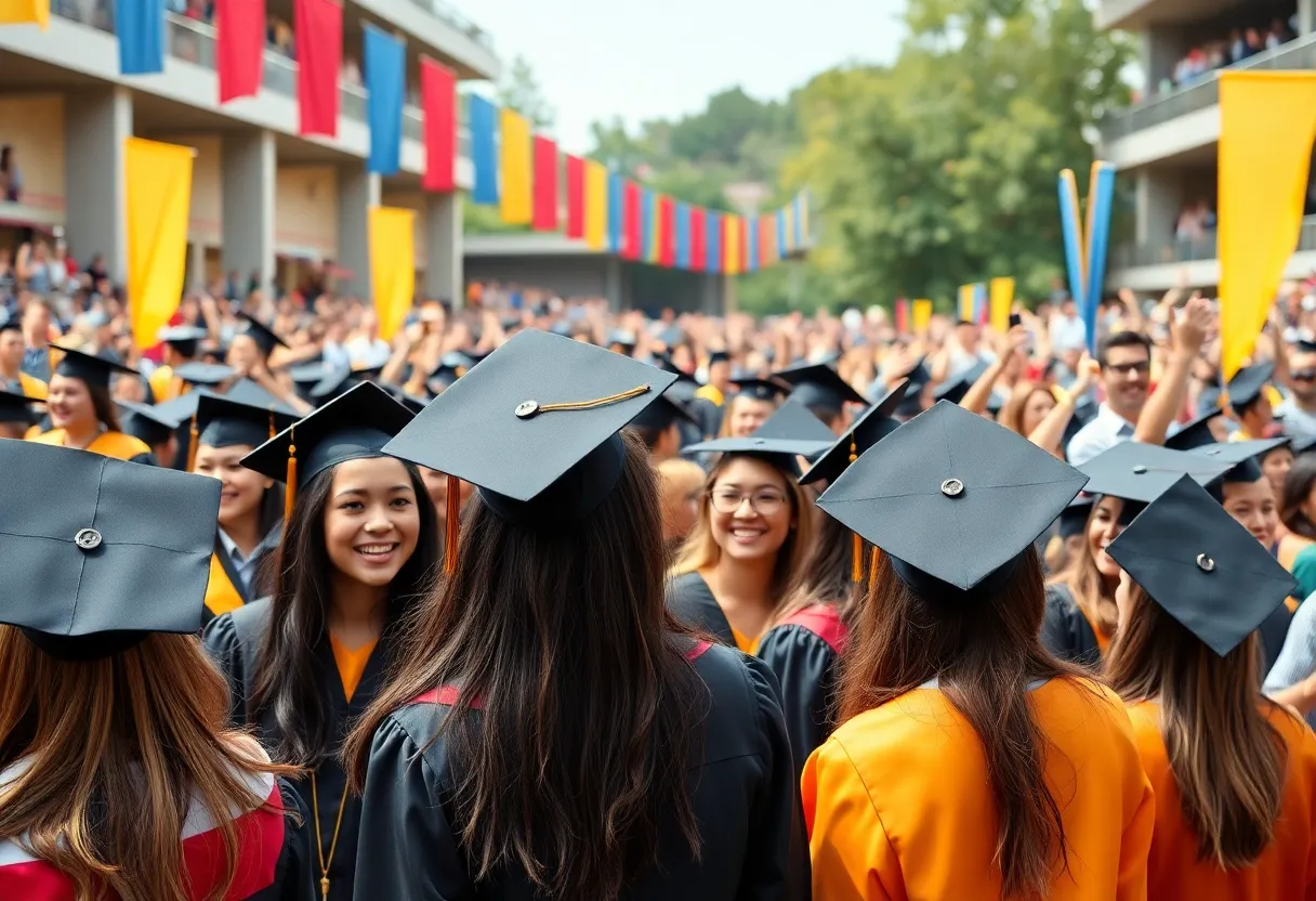 Graduates celebrating at the MSU Spring 2024 commencement ceremony