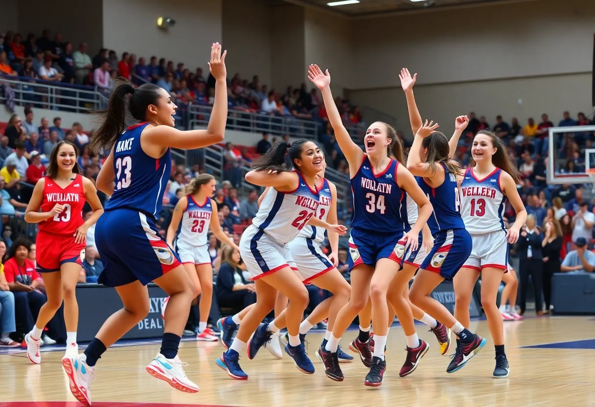 South Carolina women's basketball team celebrates a victory