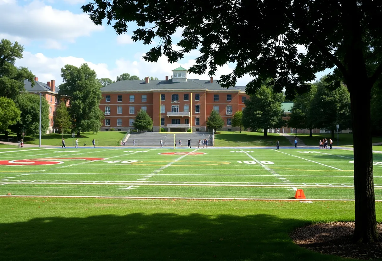 College football field reflecting student life in Starkville