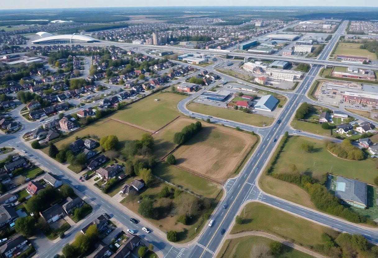Aerial view of the Starkville condo development site near Hancock Circle