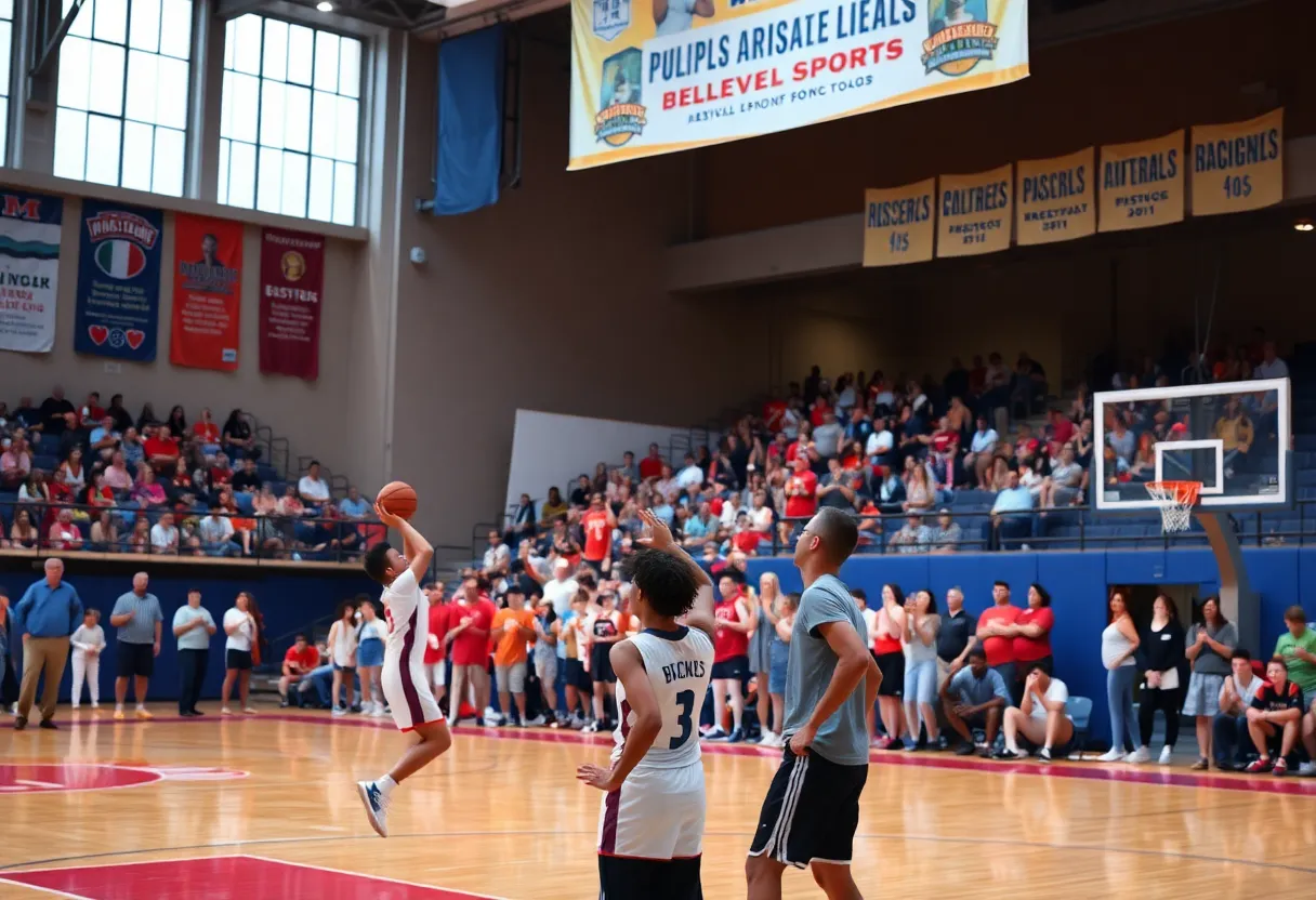 Cheering fans at a Starkville High School basketball game