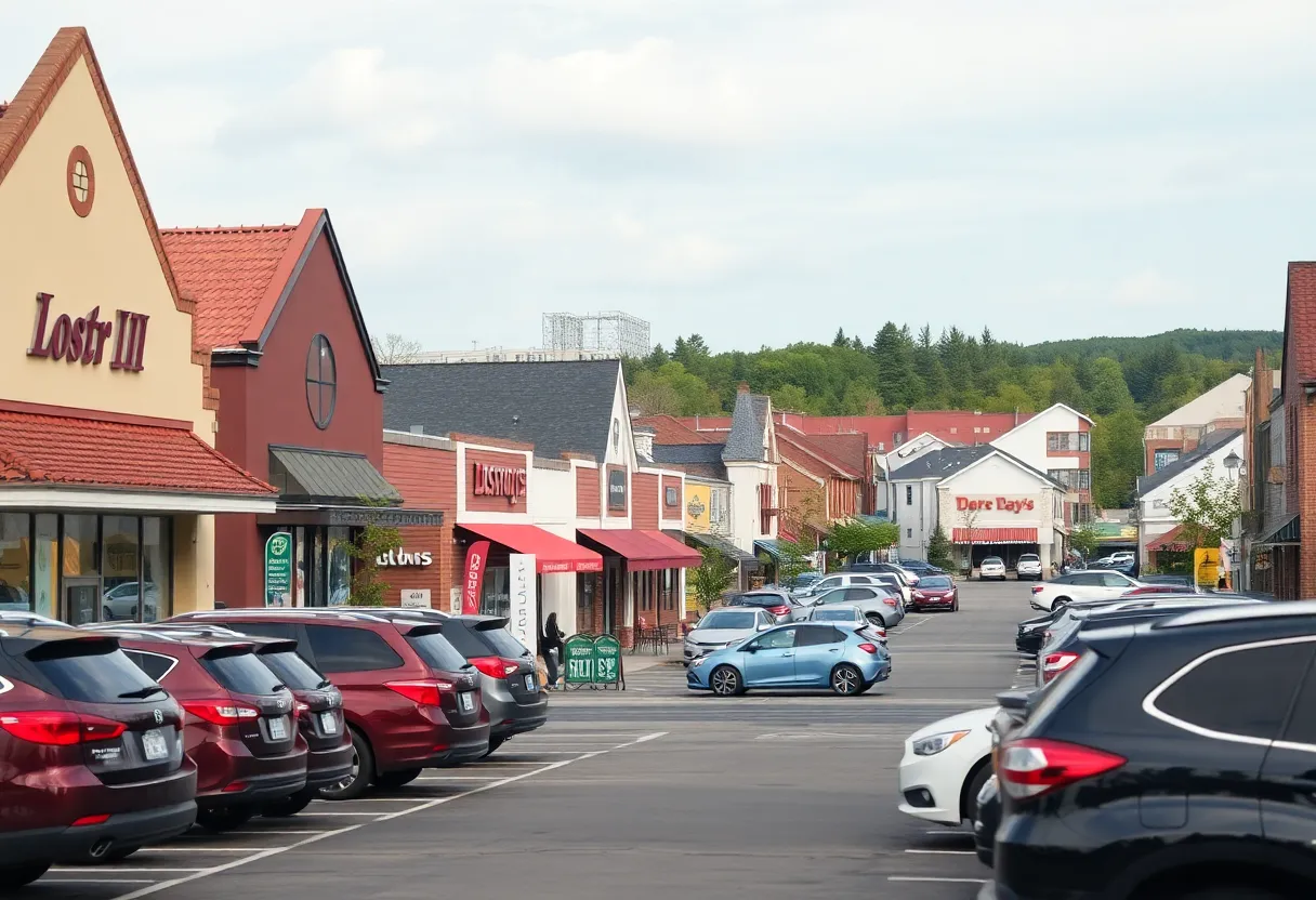 Retail shops in a small town facing development challenges