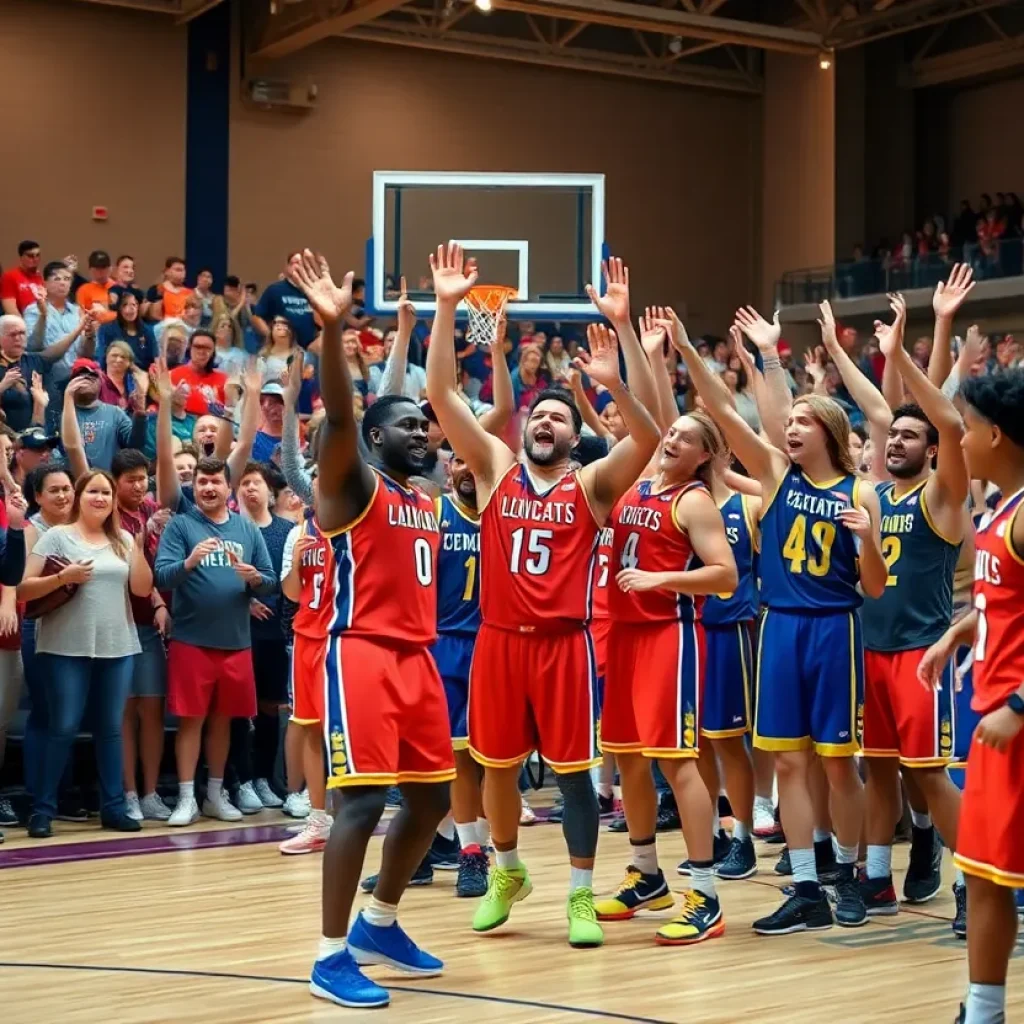 Fans celebrating Alabama women's basketball victory.