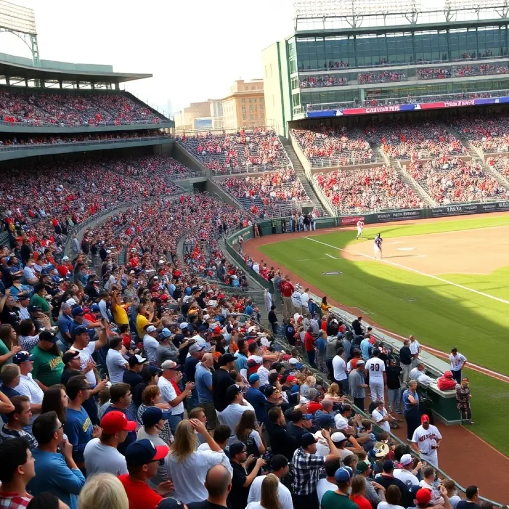 Vibrant crowd at a college baseball game