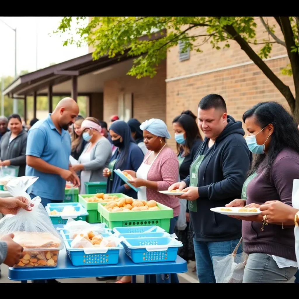 Community members volunteering and supporting a local feeding ministry