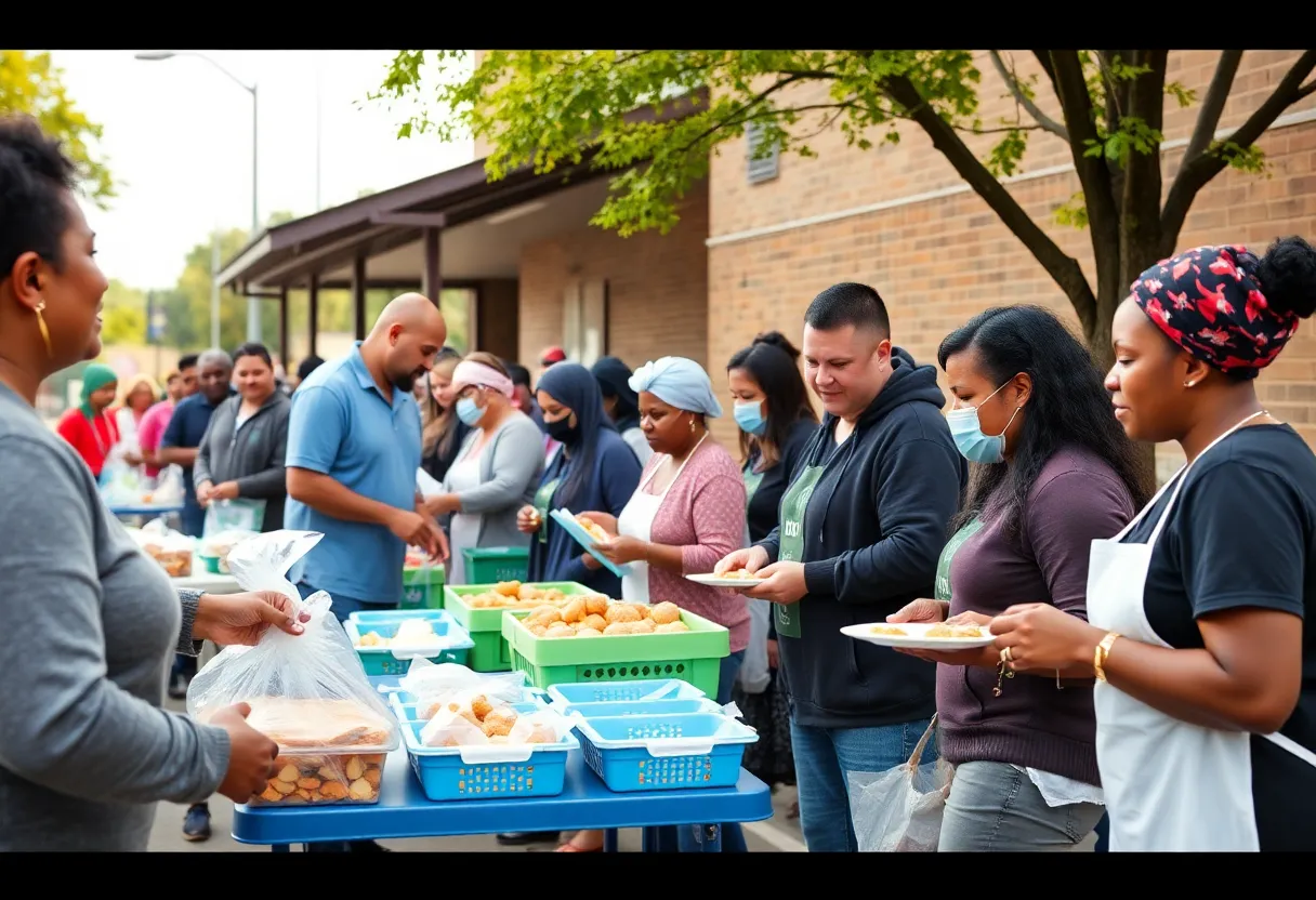 Community members volunteering and supporting a local feeding ministry