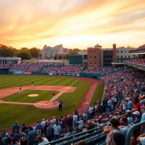 Crowd cheering at Mississippi State Bulldogs baseball season opener