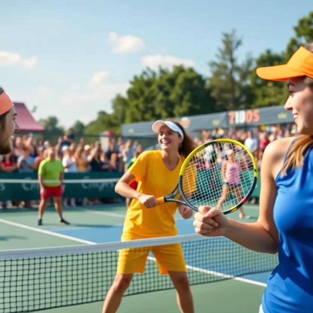 Mississippi State Bulldogs tennis team celebrating a victory.