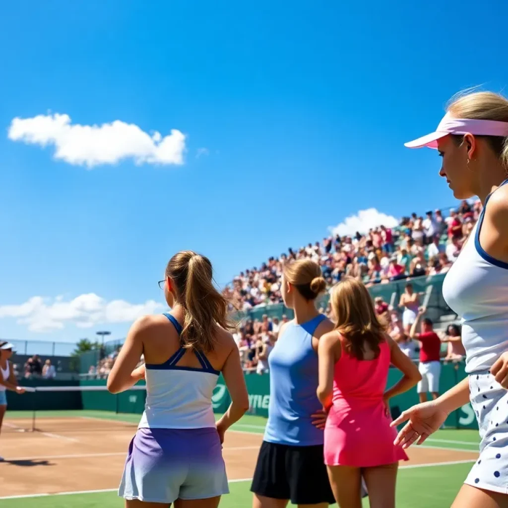 Mississippi State women's tennis players in action on the court
