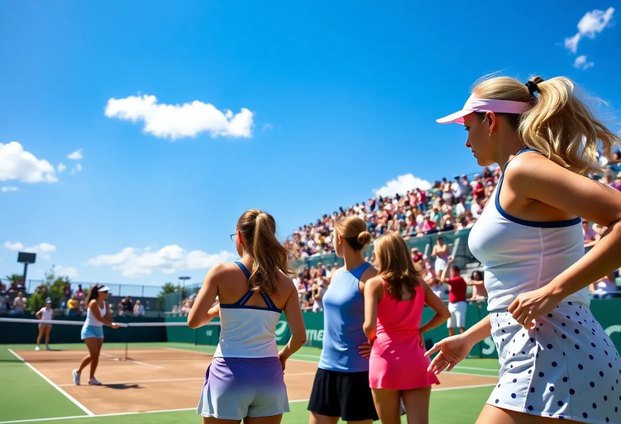 Mississippi State women's tennis players in action on the court
