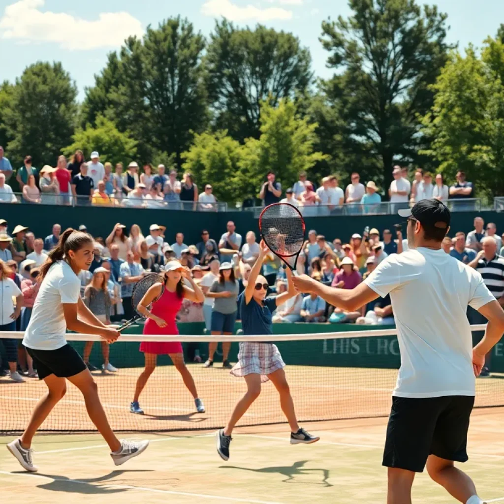 Mississippi State women's tennis team playing in a match