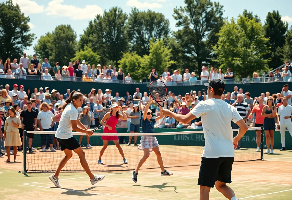 Mississippi State women's tennis team playing in a match