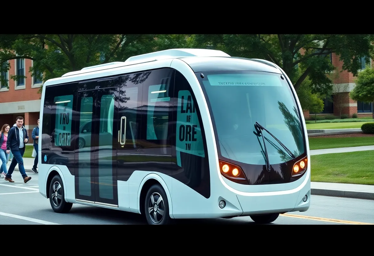 Electric autonomous shuttle on the MSU campus