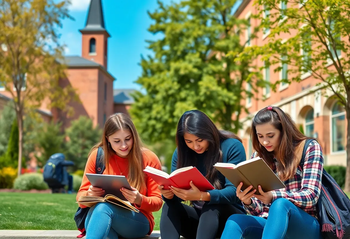 Students studying on the Mississippi State University campus.