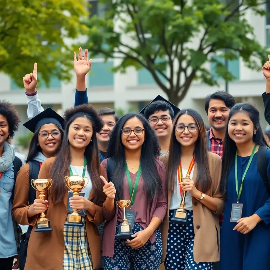Students celebrating academic achievements at Mississippi State University
