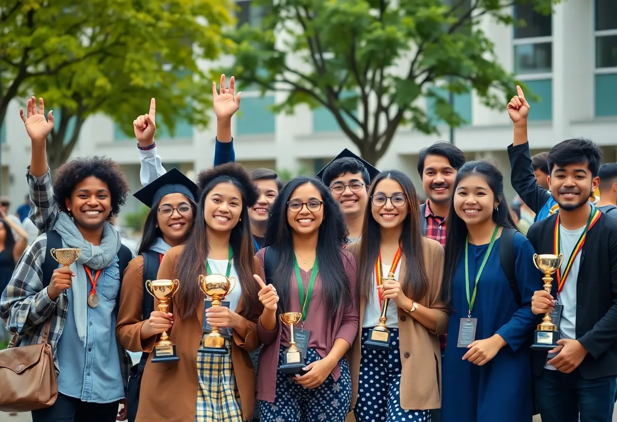 Students celebrating academic achievements at Mississippi State University