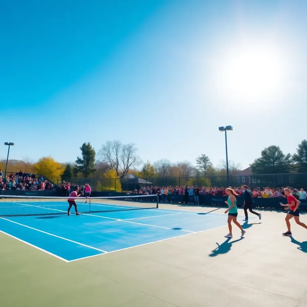 Mississippi State women's tennis team playing a match