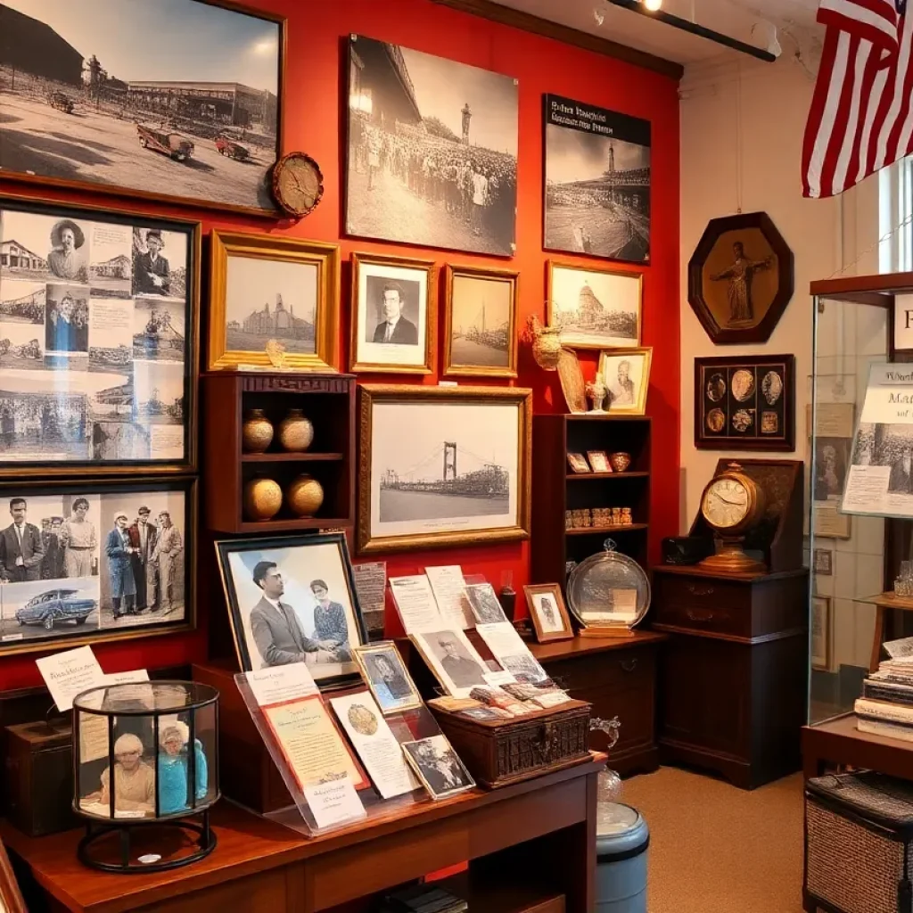 Exhibit showcasing Needmore community history and John 'Bud' Milton Hall's legacy.