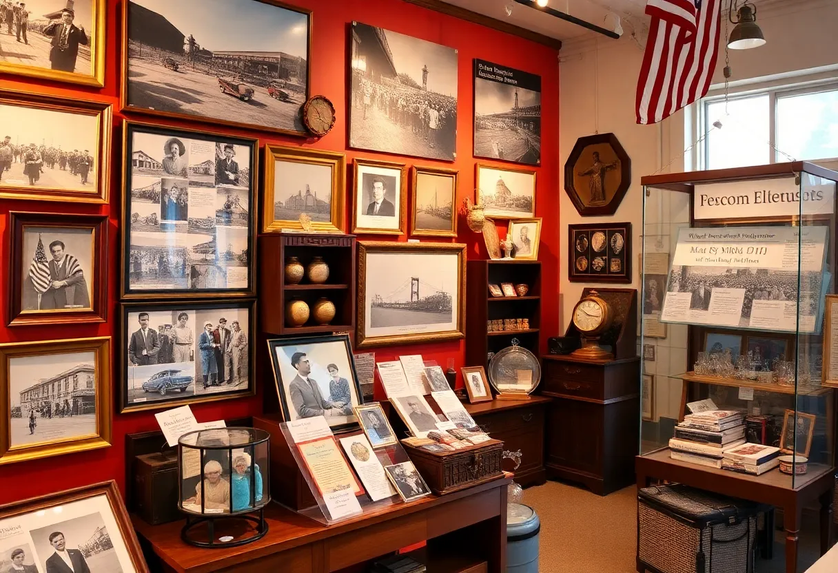 Exhibit showcasing Needmore community history and John 'Bud' Milton Hall's legacy.