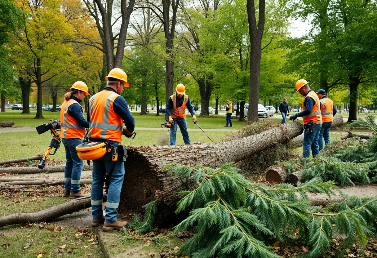 Professionals engaged in tree cutting services in Oktibbeha County