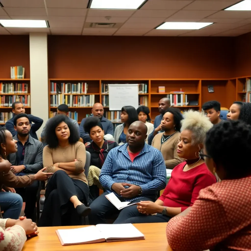 Community members at Starkville library celebrating Black History Month
