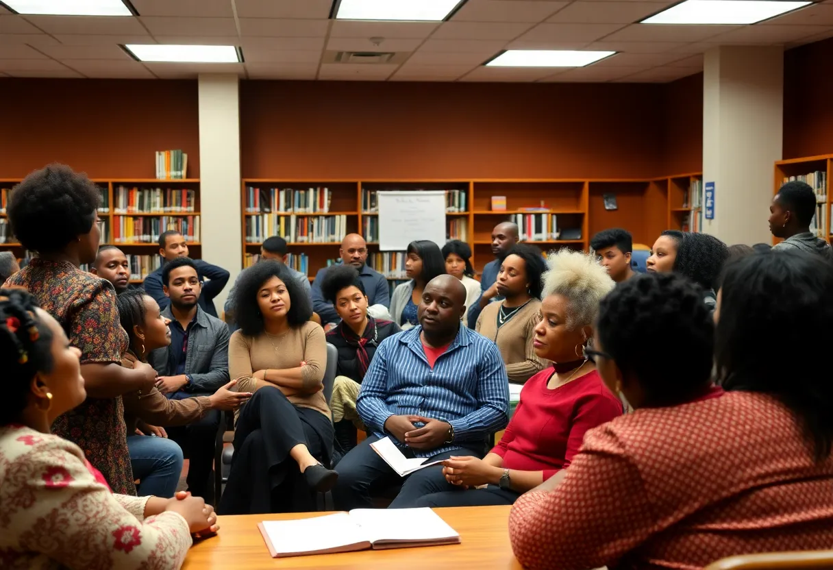 Community members at Starkville library celebrating Black History Month