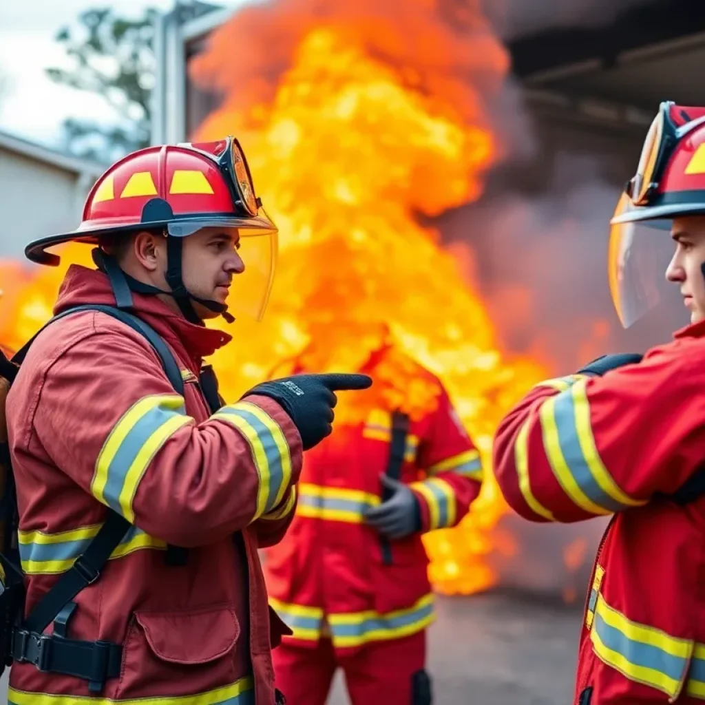 Firefighters from Starkville engaging in training exercises