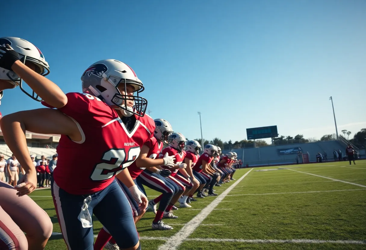 Starkville High School football players on the field