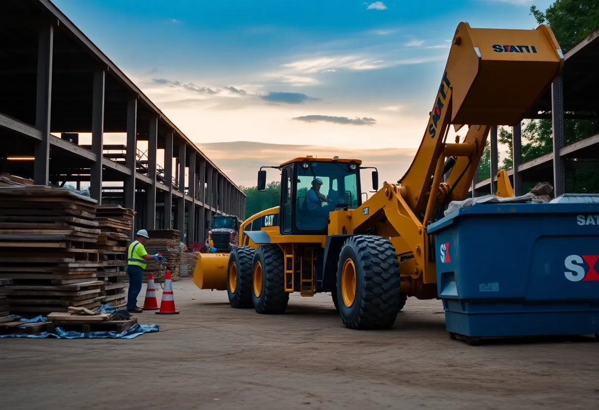 Workers preparing a construction bid in Starkville with machinery.