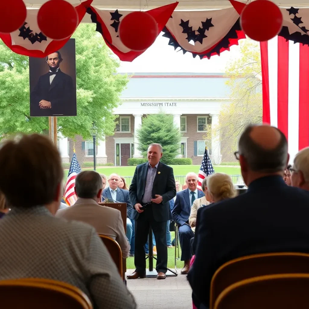 Community members attending a presentation on Presidents' Day