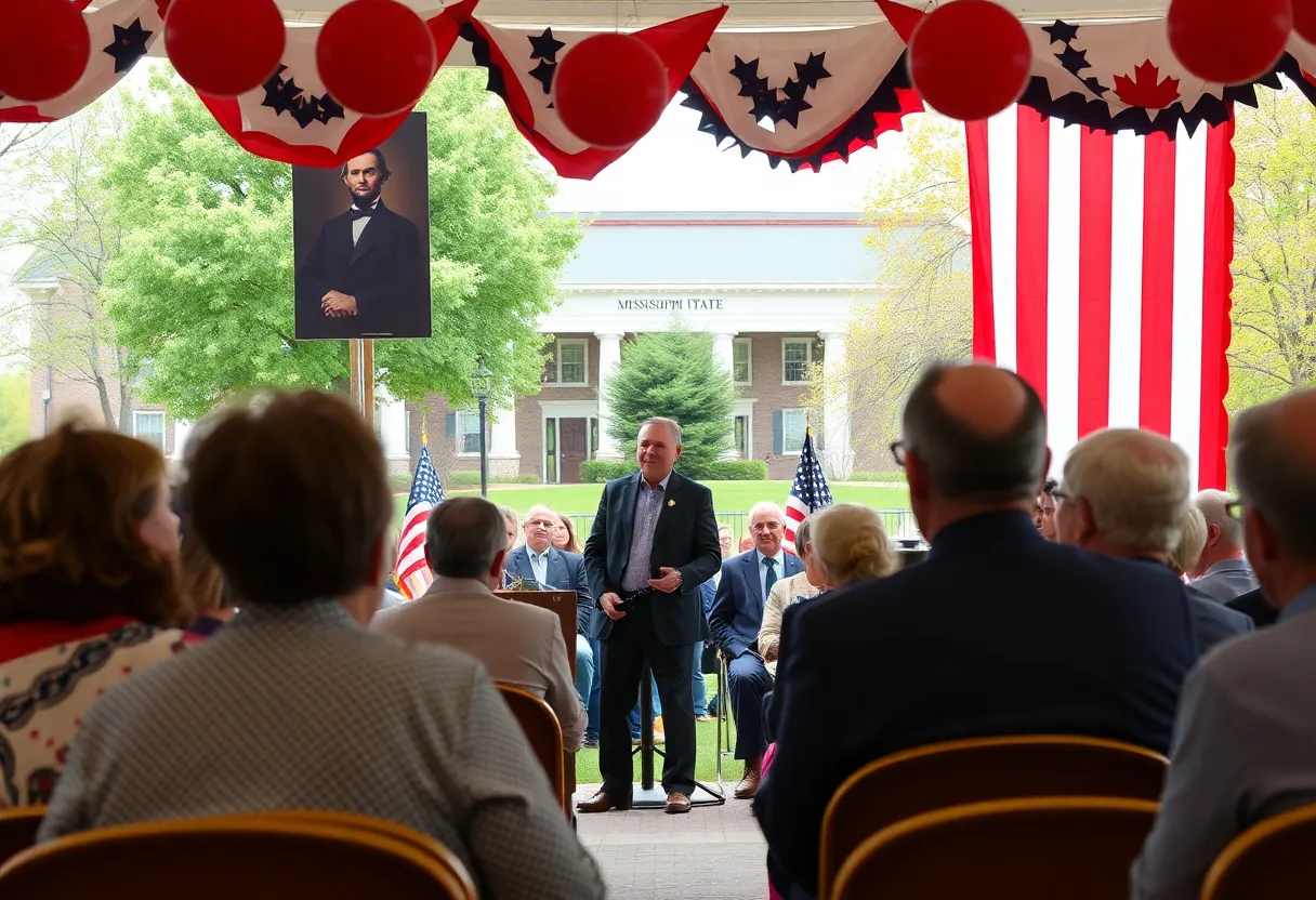 Community members attending a presentation on Presidents' Day