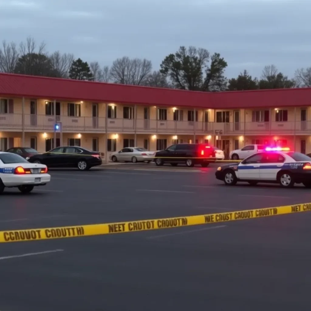 Scene of the Quality Inn shooting in Starkville with police presence.