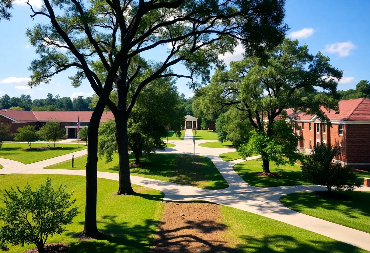 View of Starkville School District property with greenery