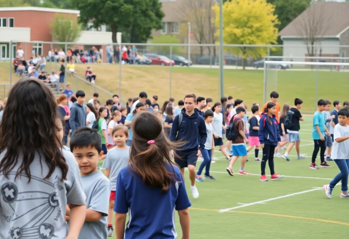 Students participating in sports activities in Starkville.