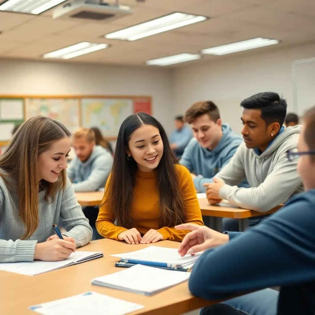 High school students participating in a financial literacy workshop