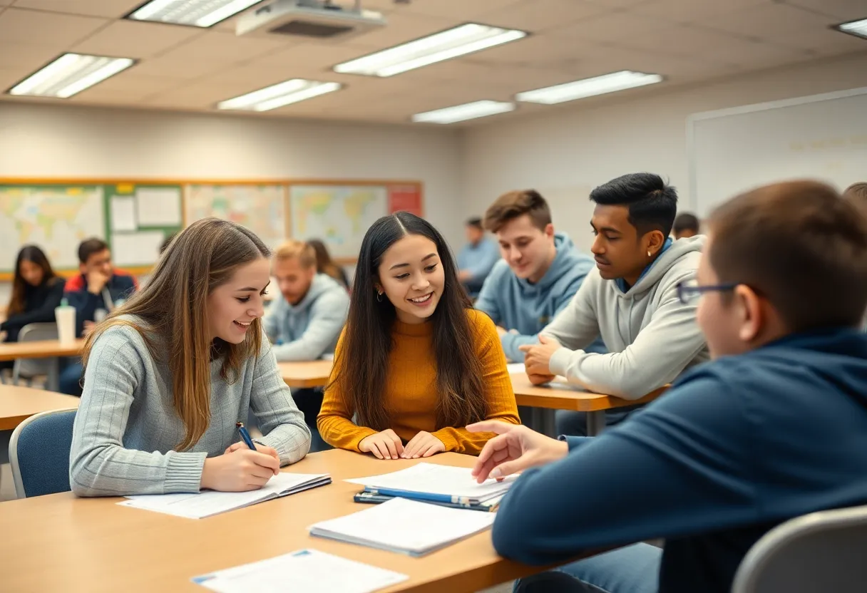 High school students participating in a financial literacy workshop