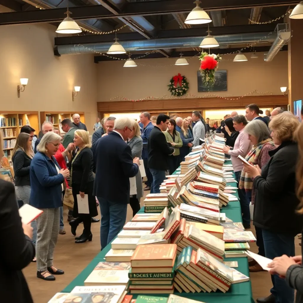 Local authors showcase in West Point with books and attendees