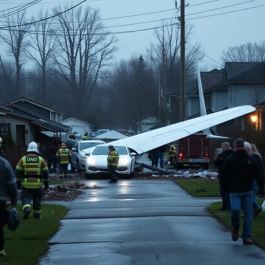 Scene of a plane crash into a home in Brooklyn Park with emergency responders on site.