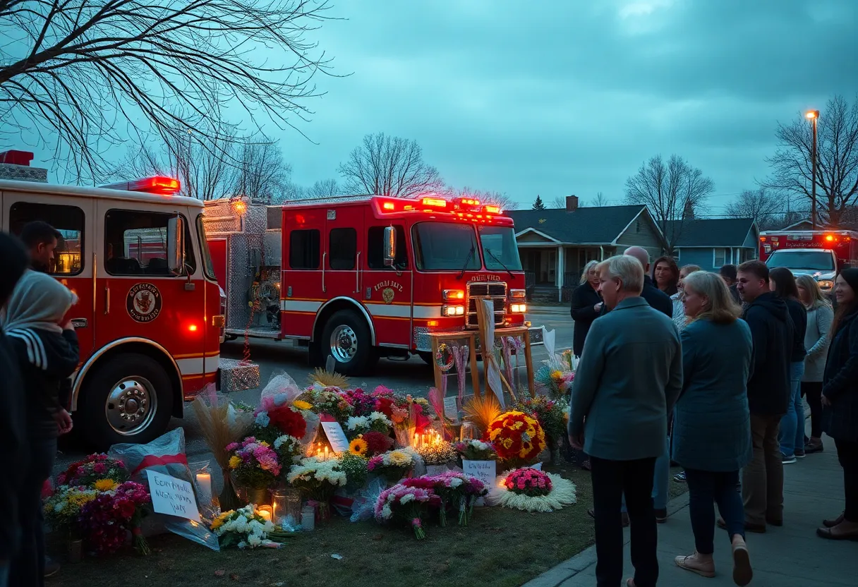 Community members mourning during fire incidents aftermath