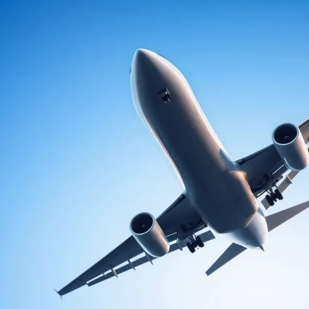 Illustration of a Delta flight and military jet narrowly avoiding each other in the sky.