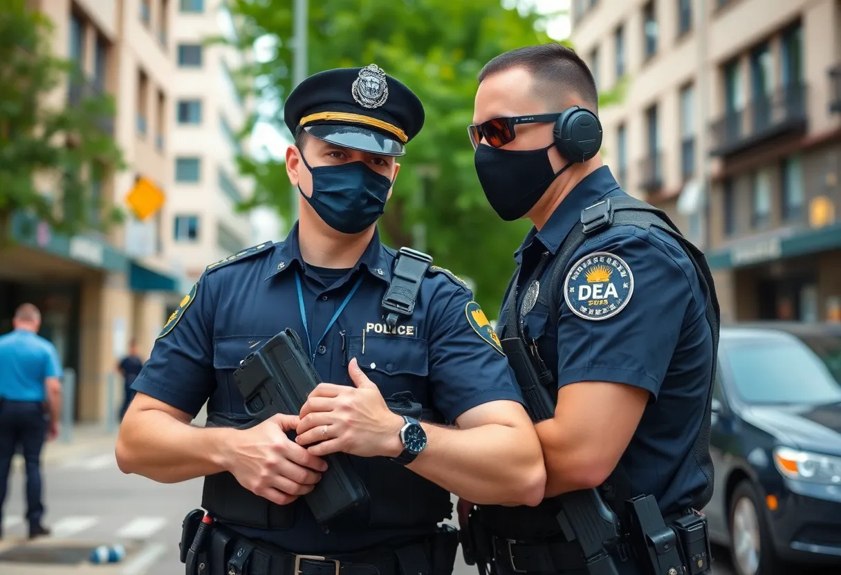 Law enforcement officers conducting a drug bust
