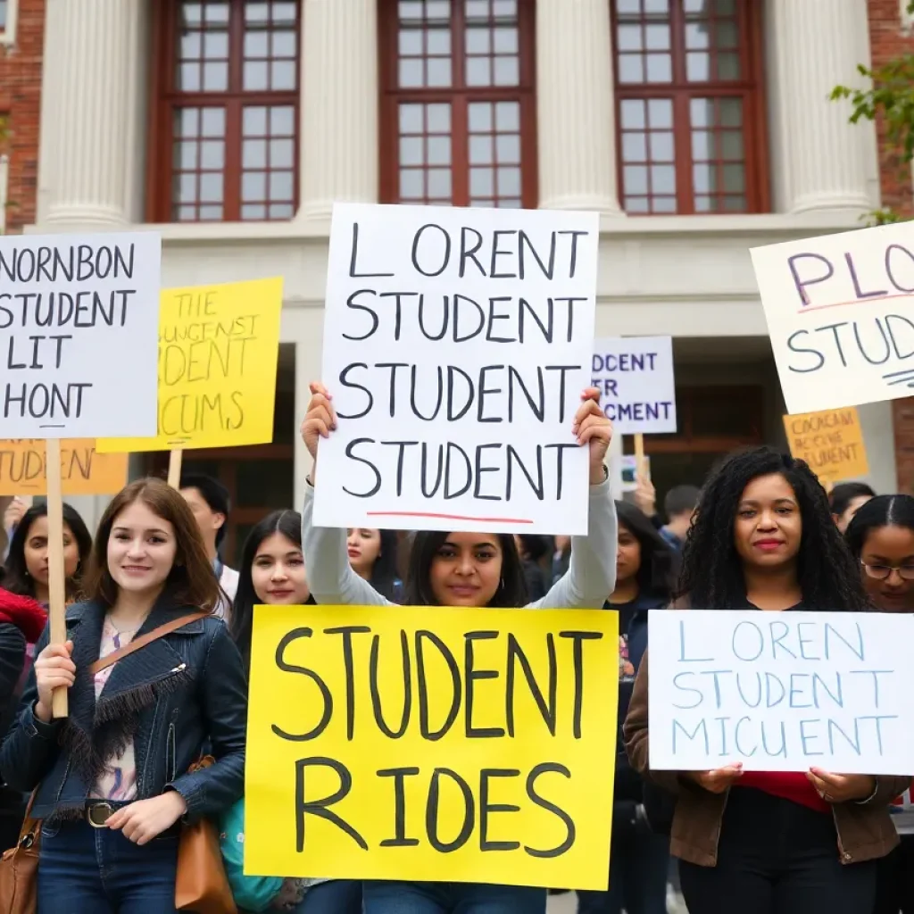 Protesters advocating for international student rights at the University of Minnesota