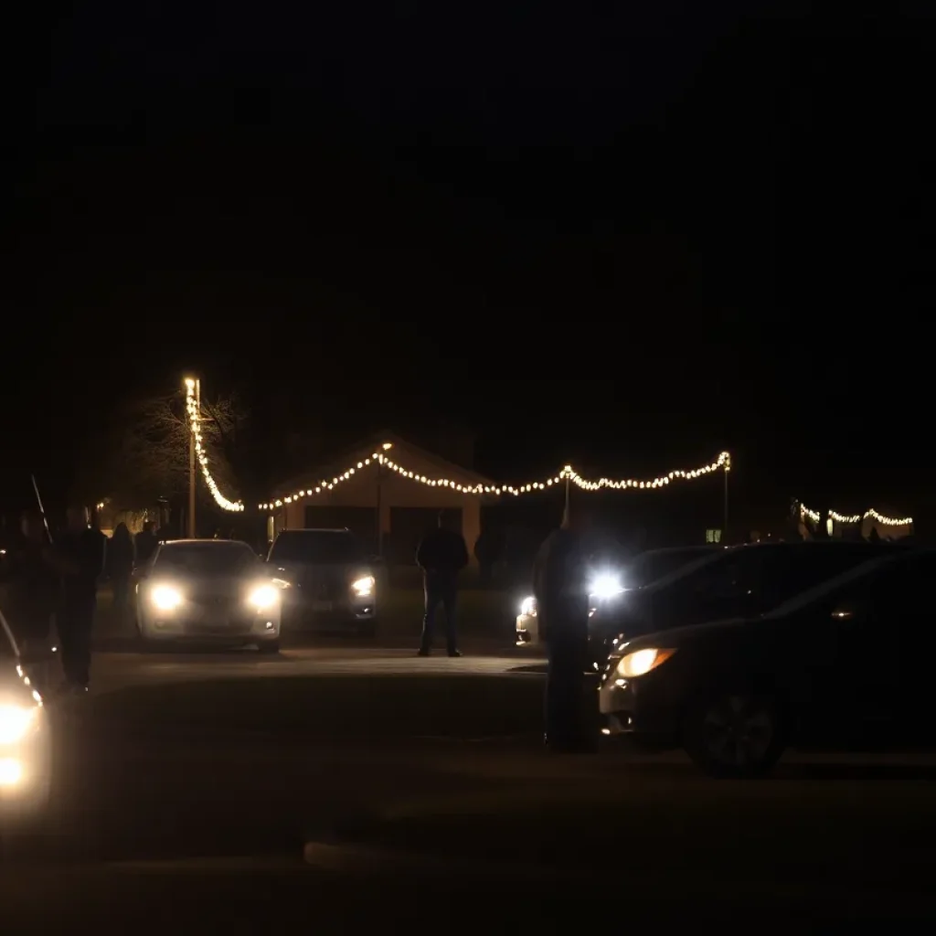 View of Young Park after a tragic shooting incident during a community car show.
