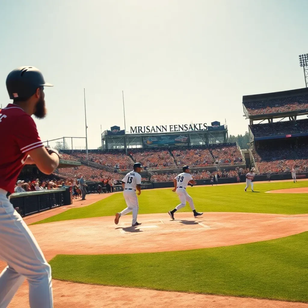 Mississippi State baseball team celebrating their victory